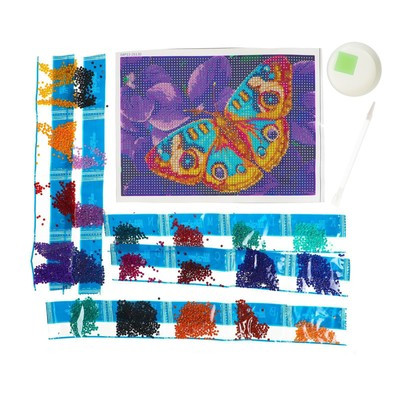 Алмазная вышивка с полным заполнением «Бабочка» 15х21 см, на холсте Алмазная вышивка с полным заполнением «Бабочка» 15х21 см, на холсте