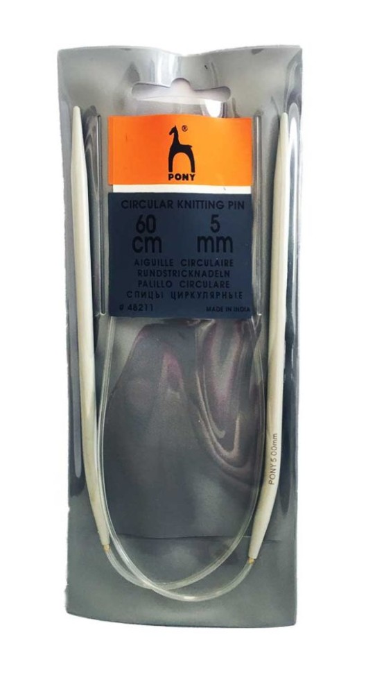 48211 Спицы круговые 5,00 мм/ 60 см, алюминий PONY