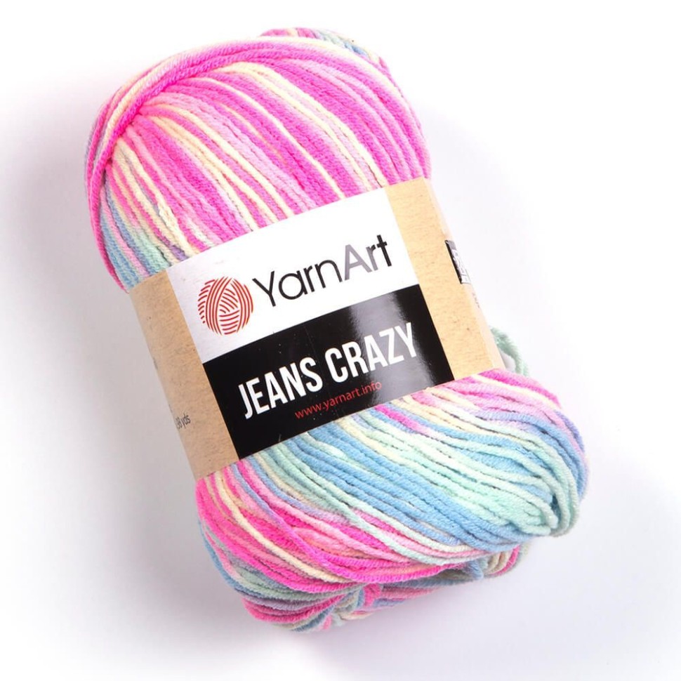 Jeans Crazy (YarnArt) - 7205 (розовый принт)