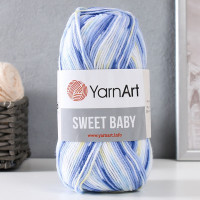 Пряжа &quot;Sweet Baby&quot; 100% акрил 300м/100г (900 белый-синий)
