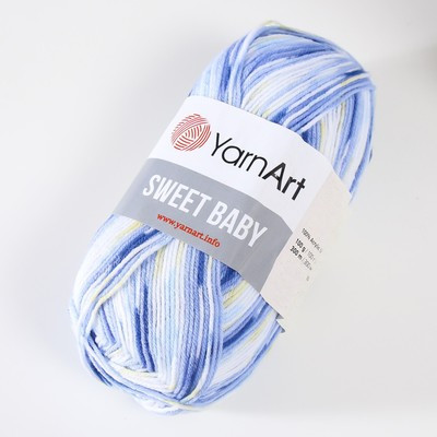 Пряжа "Sweet Baby" 100% акрил 300м/100г (900 белый-синий) Пряжа "Sweet Baby" 100% акрил 300м/100г (900 белый-синий)