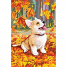 Алмазная вышивка с полным заполнением «Щенок и осень» 15х21 см, на холсте Алмазная вышивка с полным заполнением «Щенок и осень» 15х21 см, на холсте