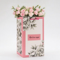 Переноская для цветов с вкладышем, "От всего сердца", с ручками, 20 х 20 х 35 см (5 шт.)