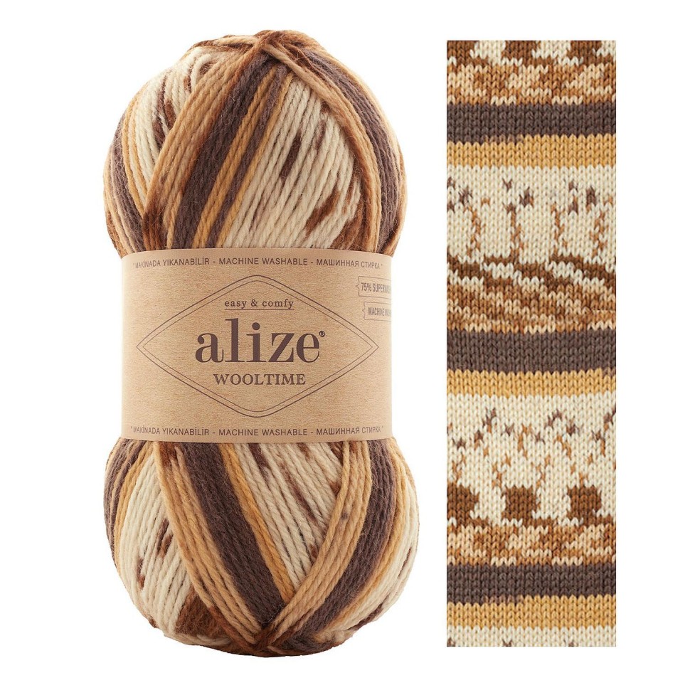 Wooltime, Alize - 11023 (бел/беж/корич)