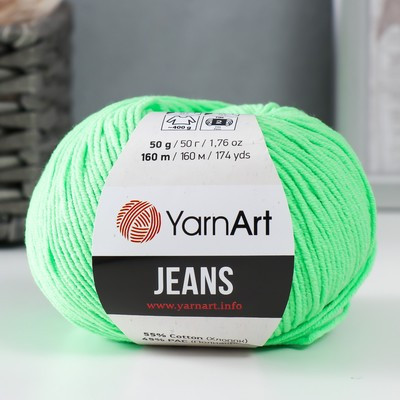 Пряжа "Jeans" 55% хлопок, 45% акрил 160м/50гр (60 зеленое яблоко)