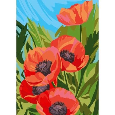 Алмазная мозаика с полным заполнением «Маки» 15х21 см, на холсте Алмазная мозаика с полным заполнением «Маки» 15х21 см, на холсте
